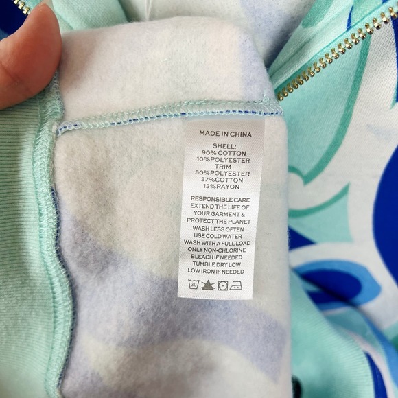 NWT Hill House The Allie Zip-Up in Ocean Kaleidoscope Sz S Hippie 70s Colorful - Picture 12 of 16